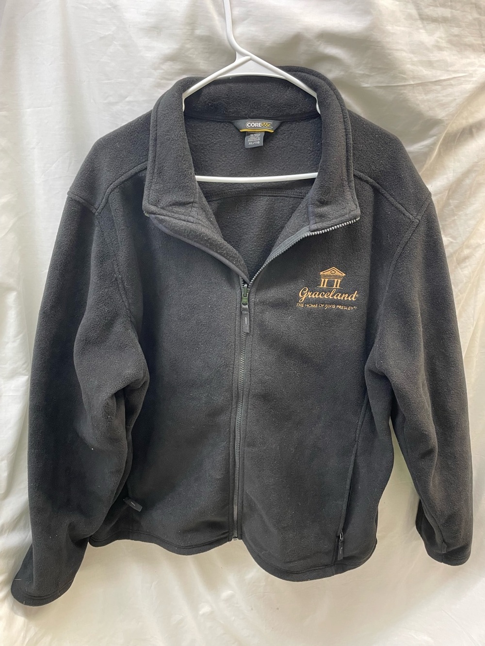 Core Grace Black Fleece Jacket with Graceland Gold Embroidered Logo sz xl